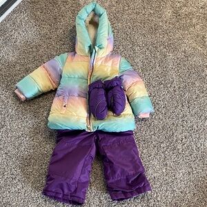 George Puffer Jacket and Snow Pants and Hot Paws Mittens